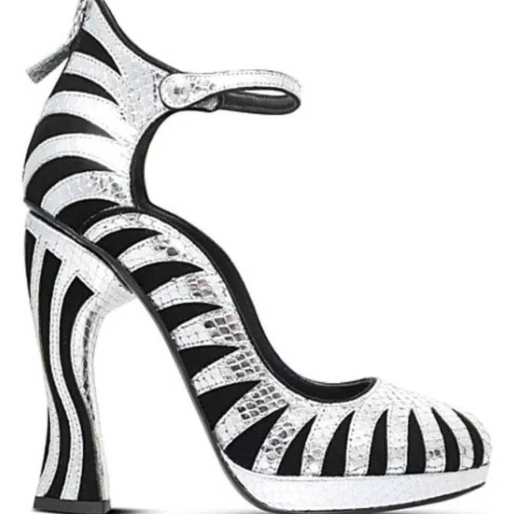 Rodarte "Zebra" Heels Black Silver Size 40